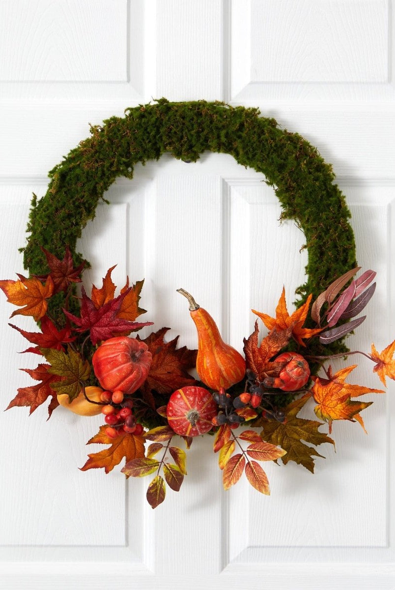 Shop For 20” Autumn Pumpkin, Gourd and Fall Maple Leaf Artificial Wreath