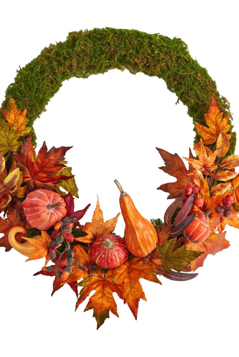Shop For 20” Autumn Pumpkin, Gourd and Fall Maple Leaf Artificial Wreath