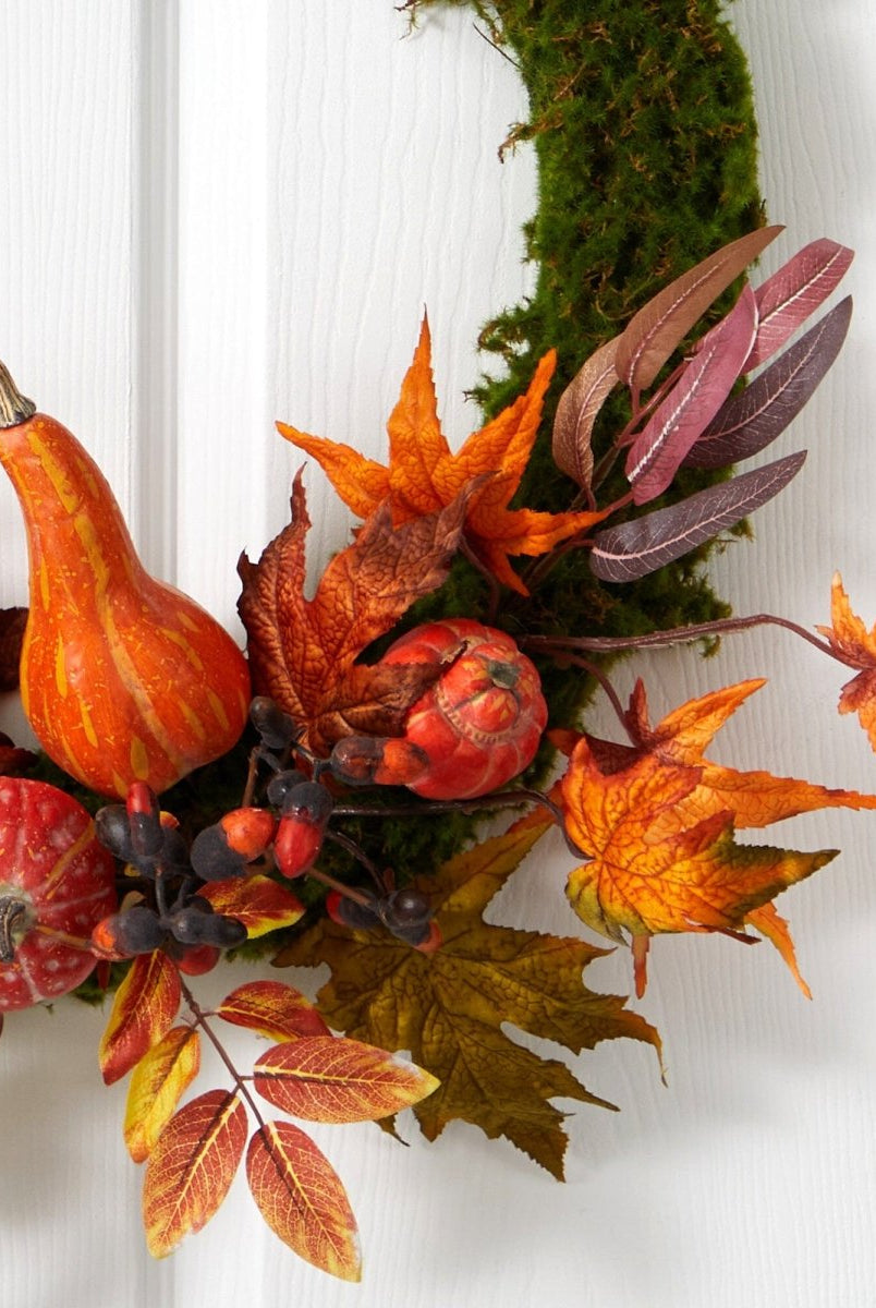 Shop For 20” Autumn Pumpkin, Gourd and Fall Maple Leaf Artificial Wreath