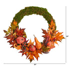 Shop For 20” Autumn Pumpkin, Gourd and Fall Maple Leaf Artificial Wreath