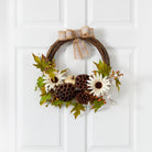 Shop For 20” Autumn Sunflower, White Pumpkin Fall Wreath
