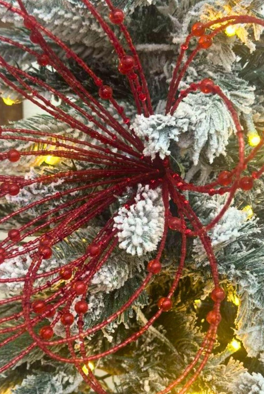 20" Beaded Jewel Flower Burst Stem: Red