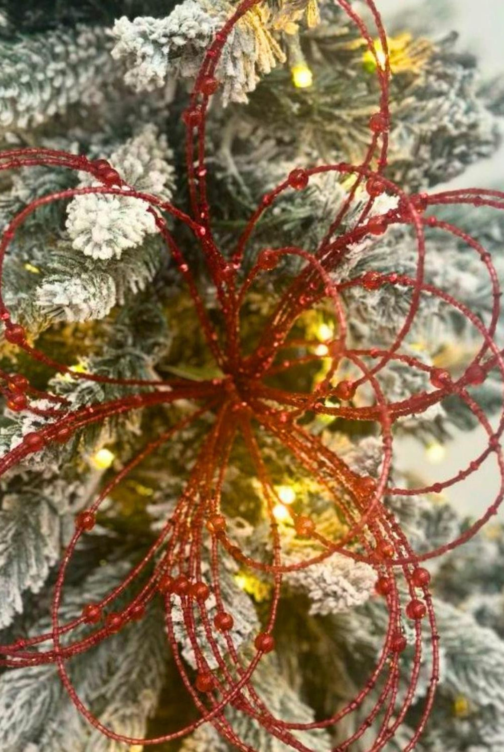 20" Beaded Jewel Flower Burst Stem: Red