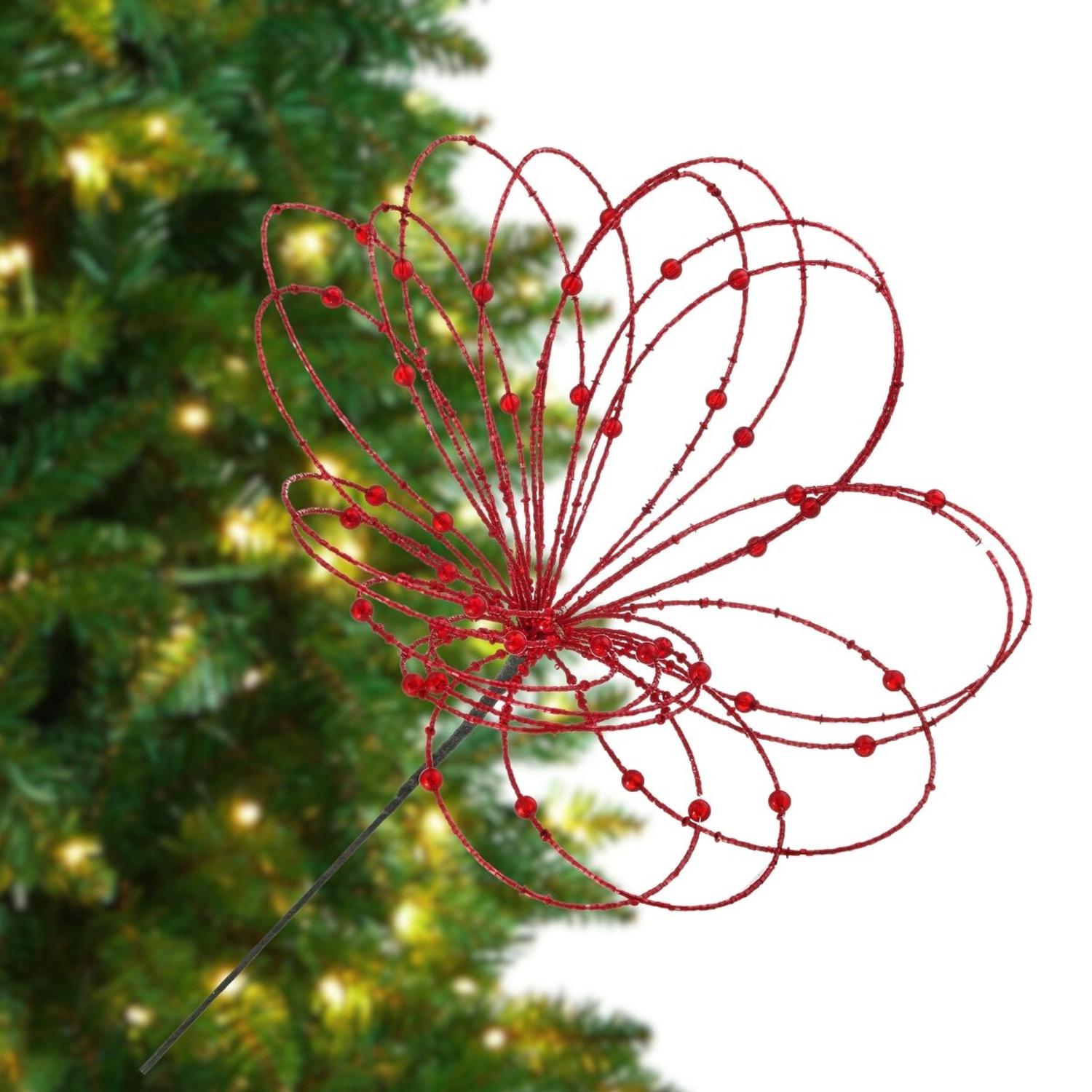 Shop For 20" Beaded Jewel Flower Burst Stem: Red