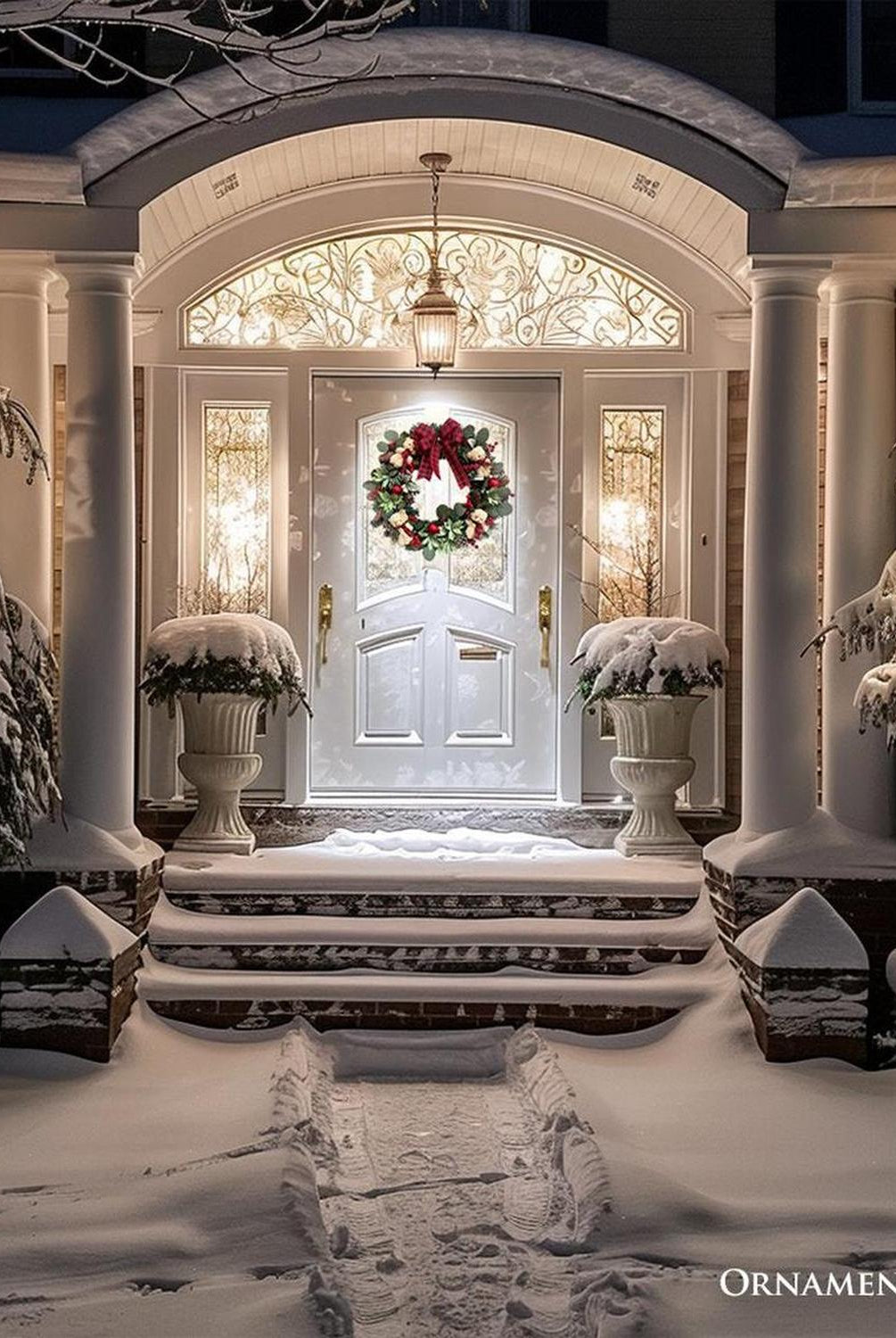 Exquisite Plaid Bow and Bears 20" Christmas Wreath, Holiday Door Decoration