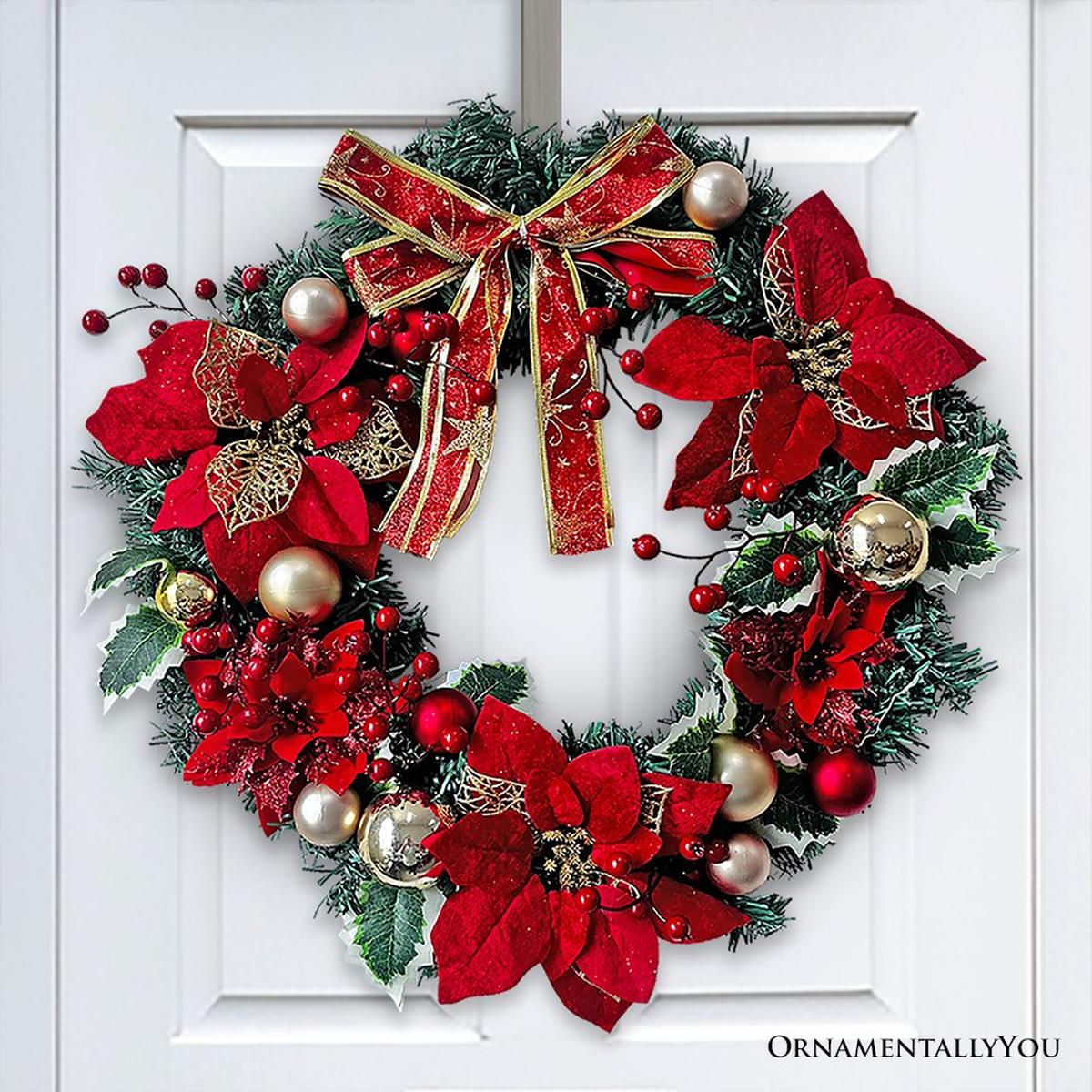 Shop For 20" Christmas Poinsettia Door Wreath