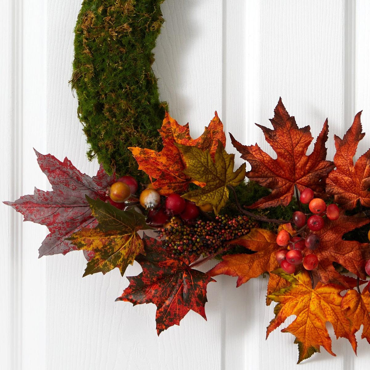 Shop For 20” Fall Maple Leaf and Berries Artificial Autumn Wreath