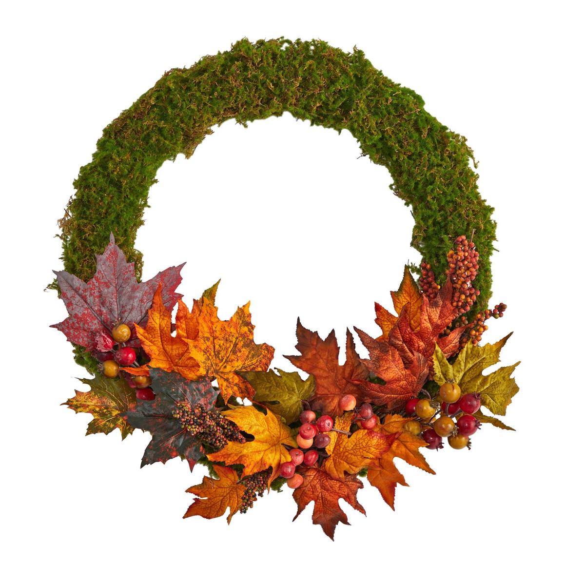 Shop For 20” Fall Maple Leaf and Berries Artificial Autumn Wreath