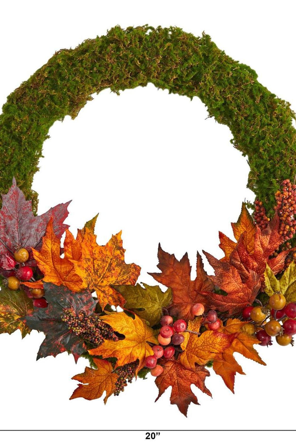 20” Fall Maple Leaf and Berries Artificial Autumn Wreath