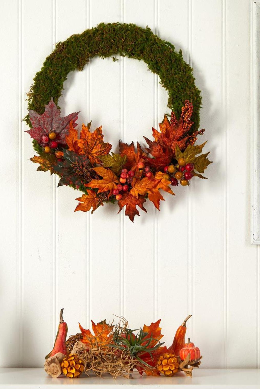 20” Fall Maple Leaf and Berries Artificial Autumn Wreath