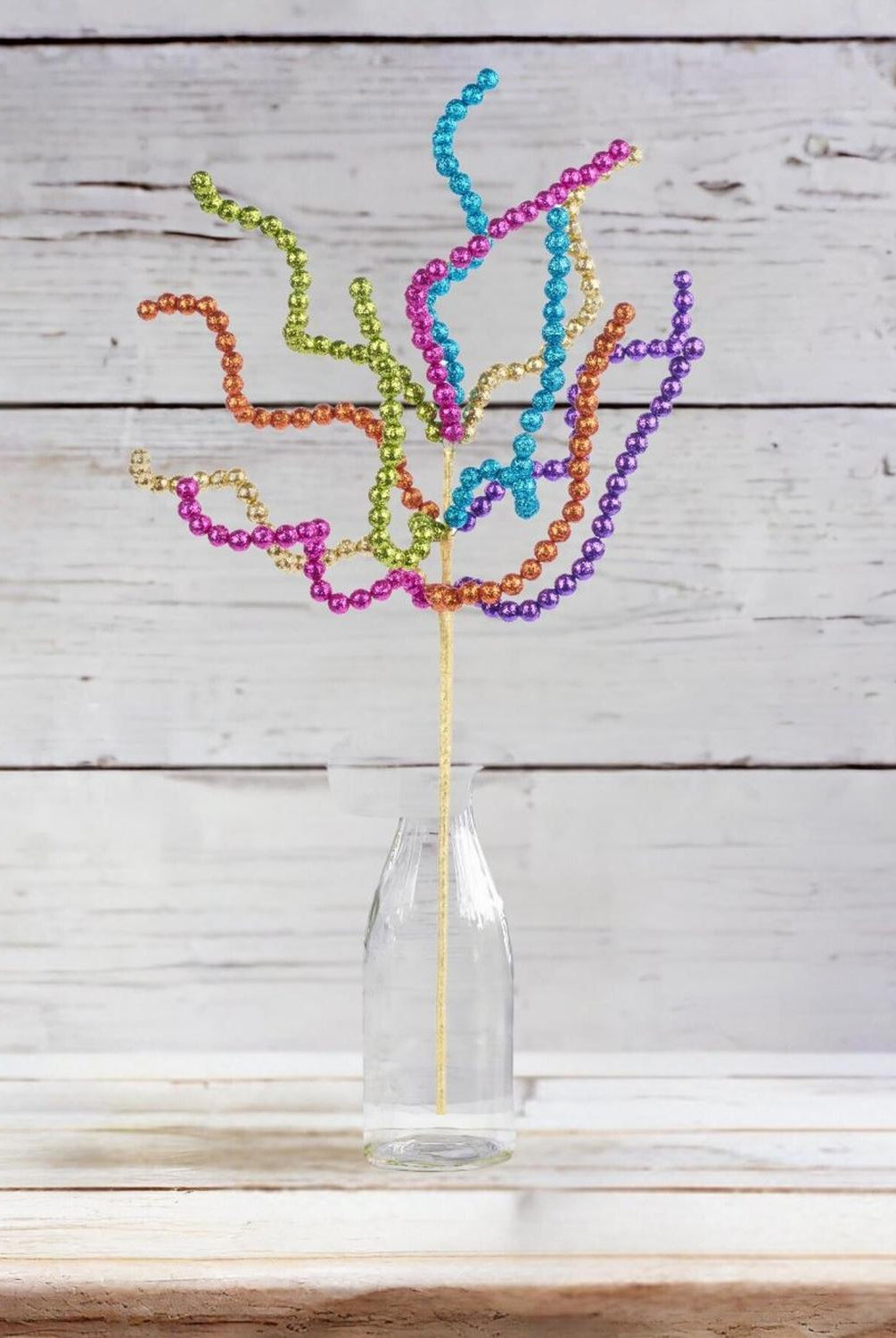 20" Glitter Bead Curly Twig Spray: Fiesta