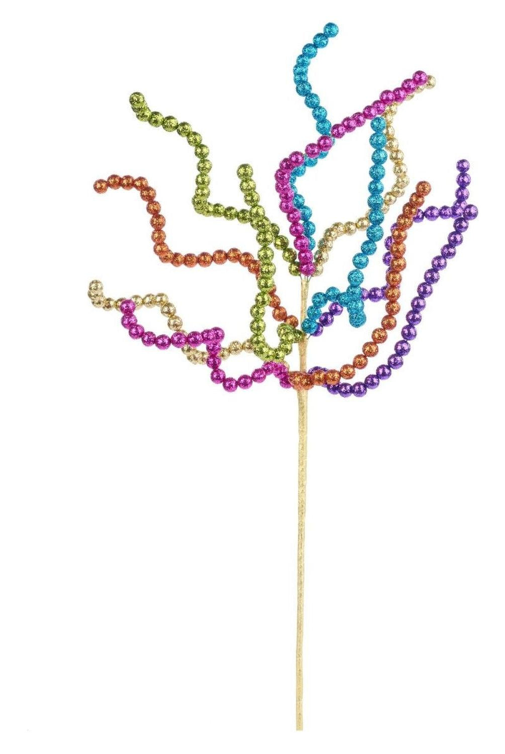20" Glitter Bead Curly Twig Spray: Fiesta