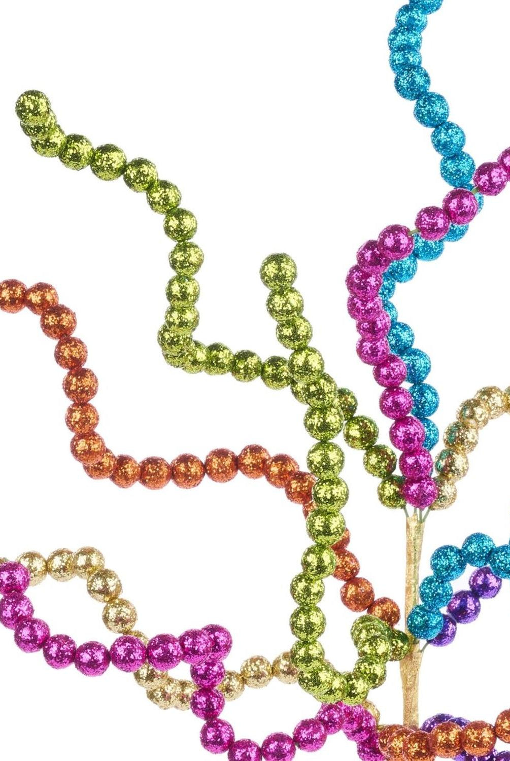 20" Glitter Bead Curly Twig Spray: Fiesta