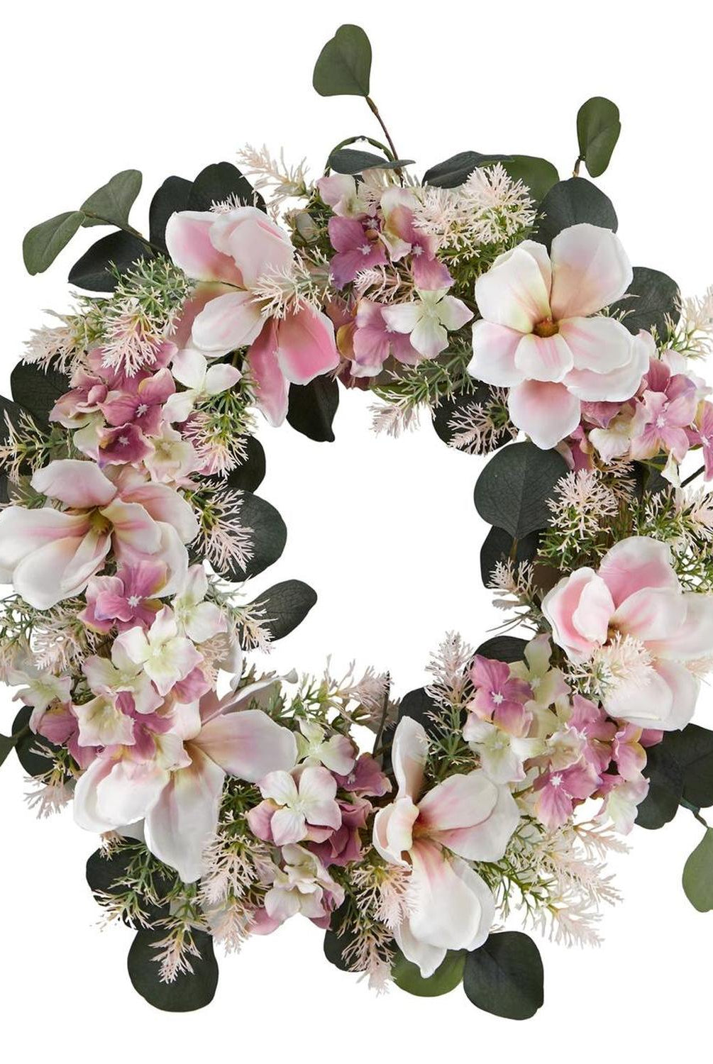 20” Hydrangea and Magnolia Artificial Wreath