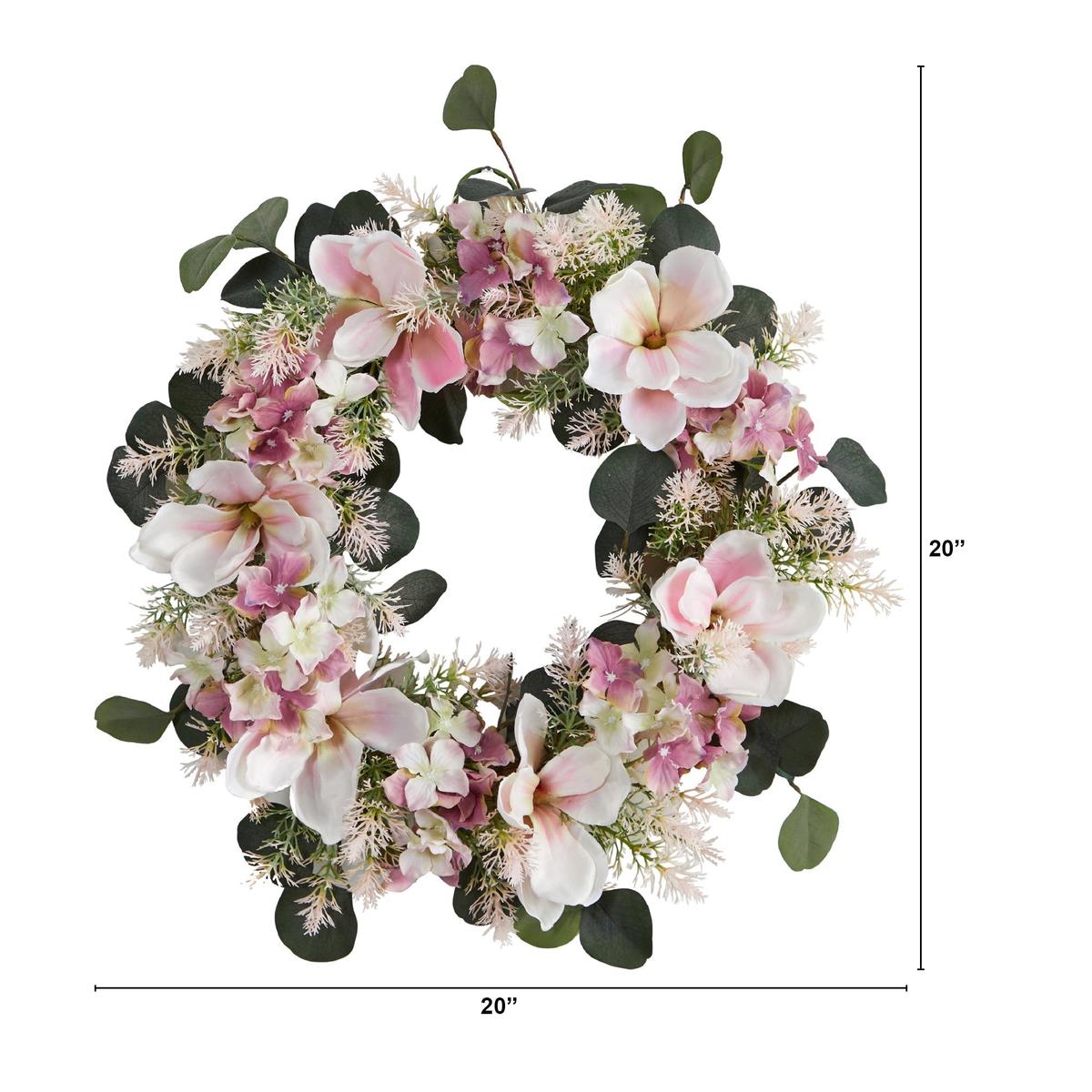 Shop For 20” Hydrangea and Magnolia Artificial Wreath