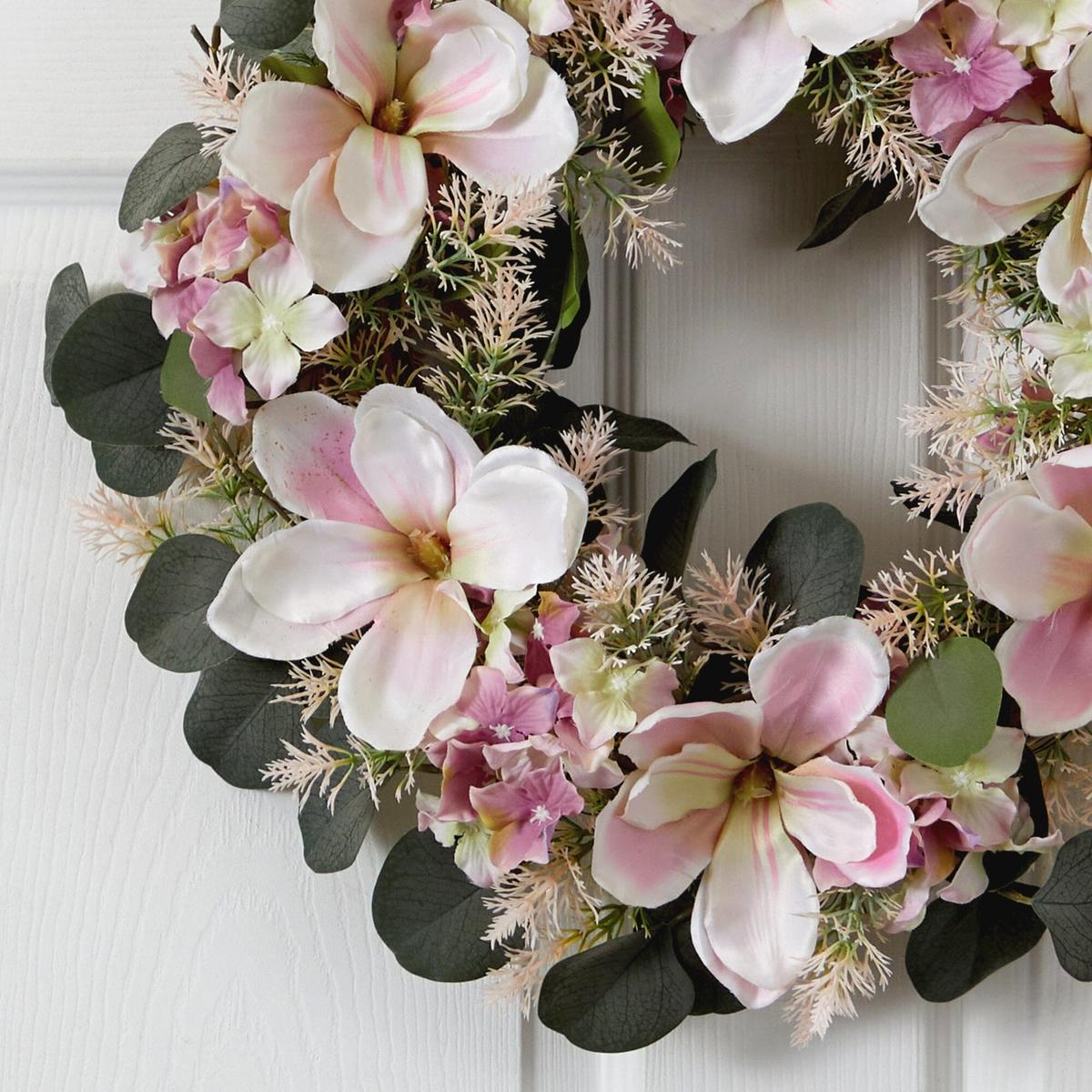 Shop For 20” Hydrangea and Magnolia Artificial Wreath