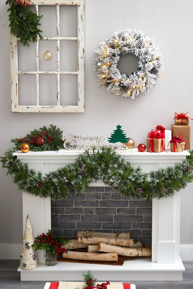 Shop For 20” LED Flocked Artificial Christmas Wreath