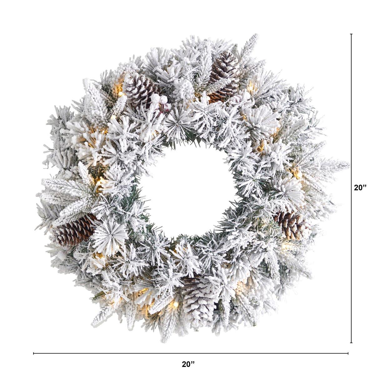 Shop For 20” LED Flocked Artificial Christmas Wreath