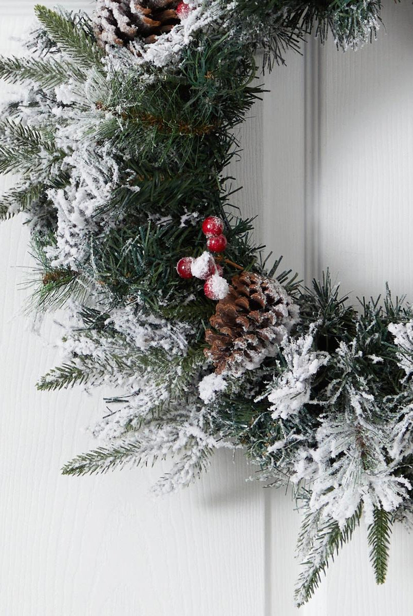 Shop For 20” LED Flocked Artificial Christmas Wreath