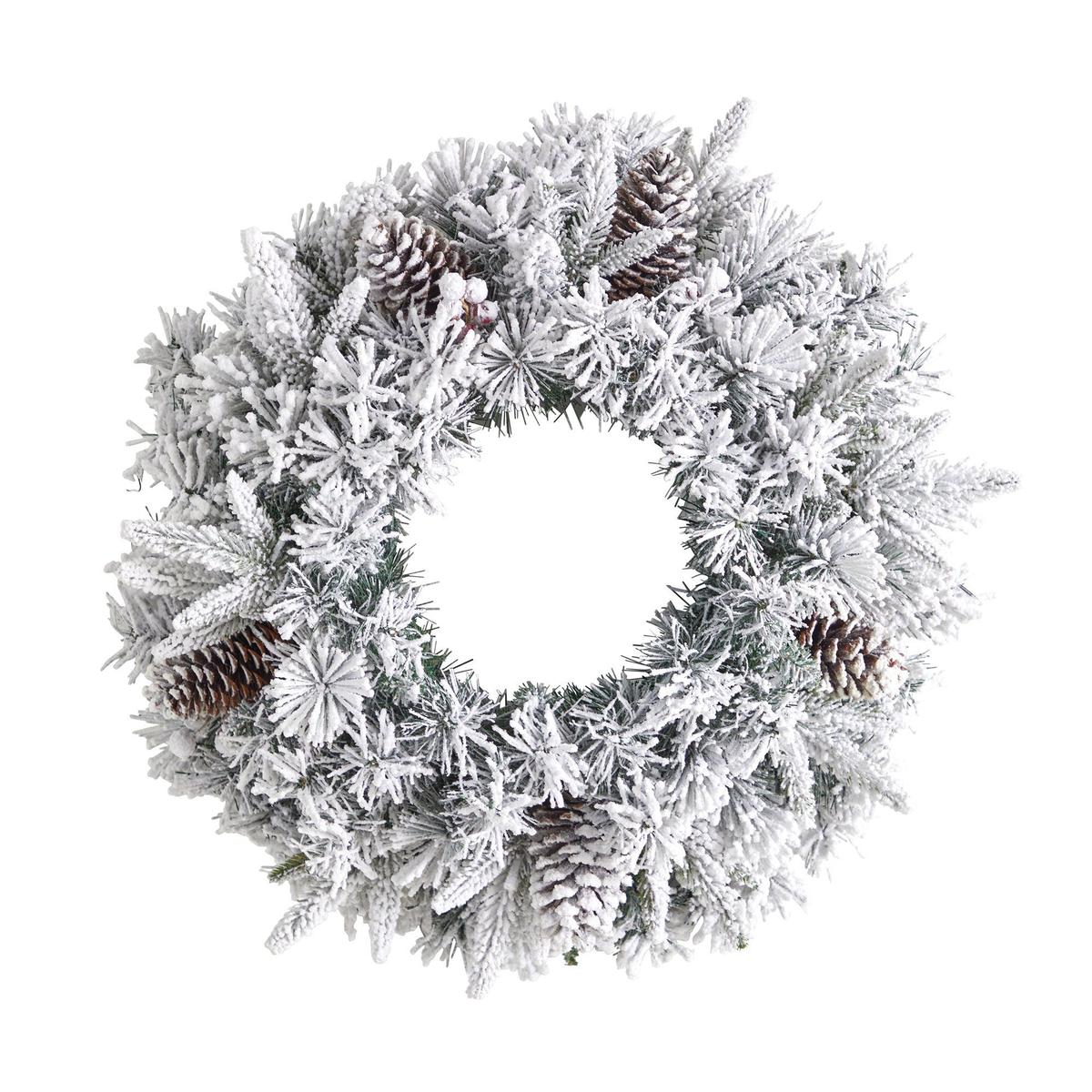 Shop For 20” LED Flocked Artificial Christmas Wreath