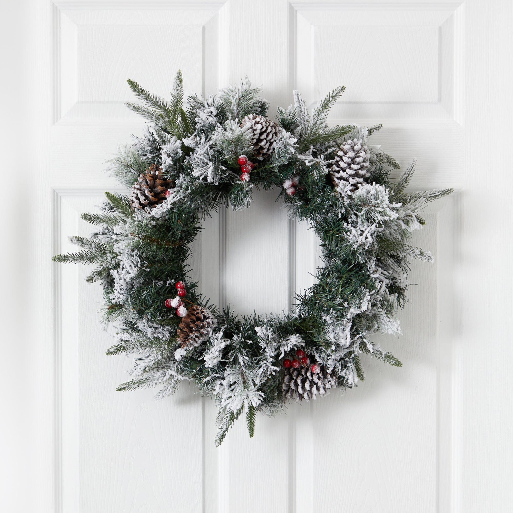 Shop For 20” LED Flocked Artificial Christmas Wreath