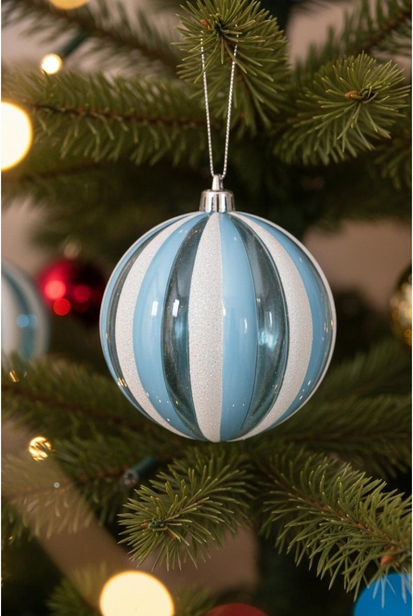 Shop For 200MM Candy Stripe Ornament Ball: Blue/White