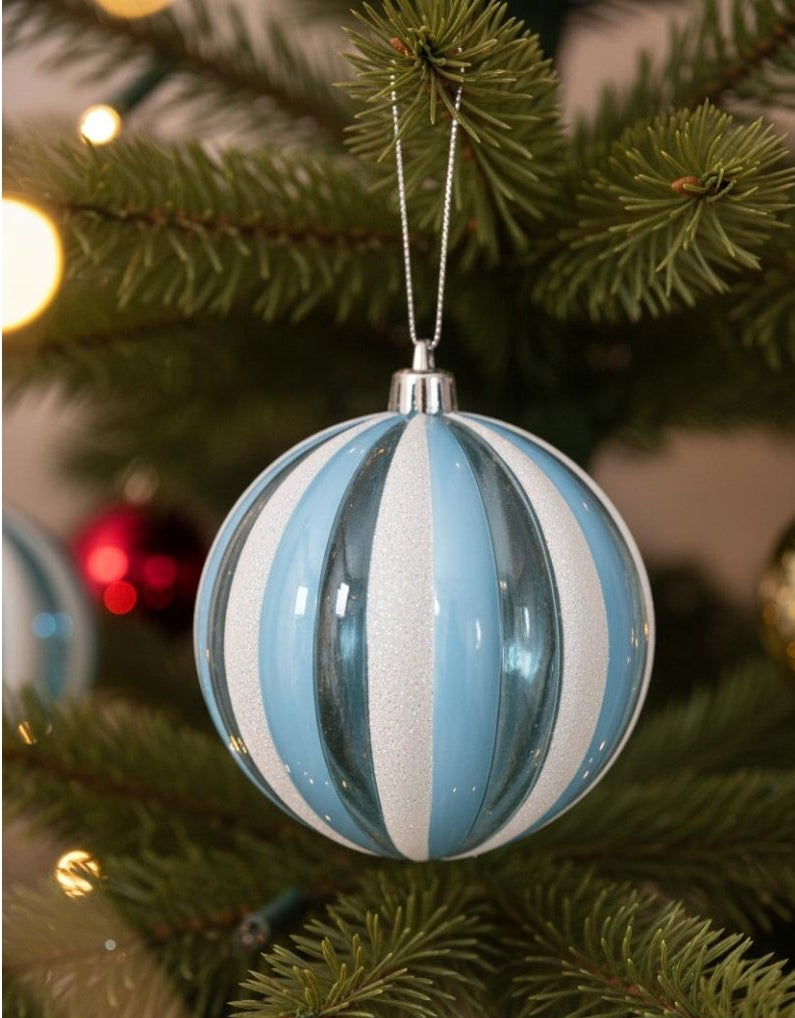 Shop For 200MM Candy Stripe Ornament Ball: Blue/White
