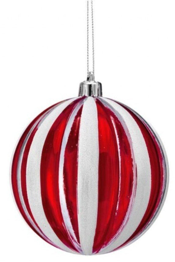 Shop For 200MM Candy Stripe Ornament Ball: Red/White