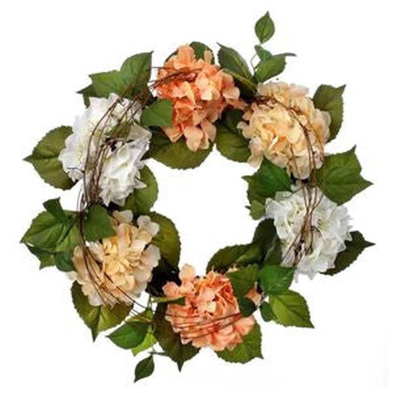 Shop For 20in Coral and Cream Hydrangea Spring Wreath