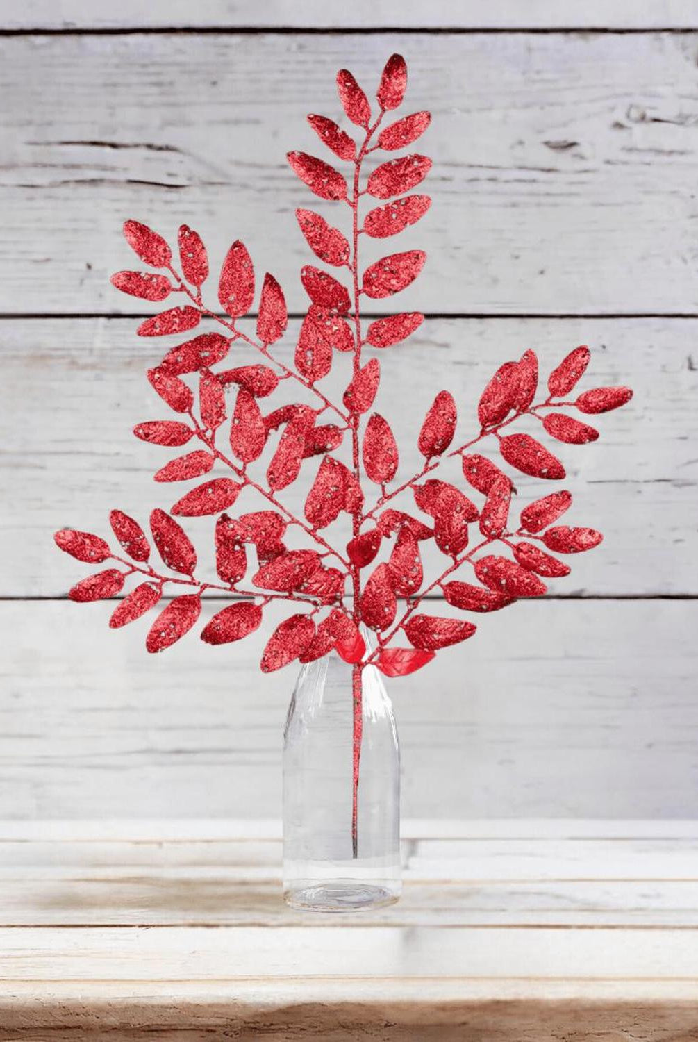 21" Glitter Honey Locust Spray: Red