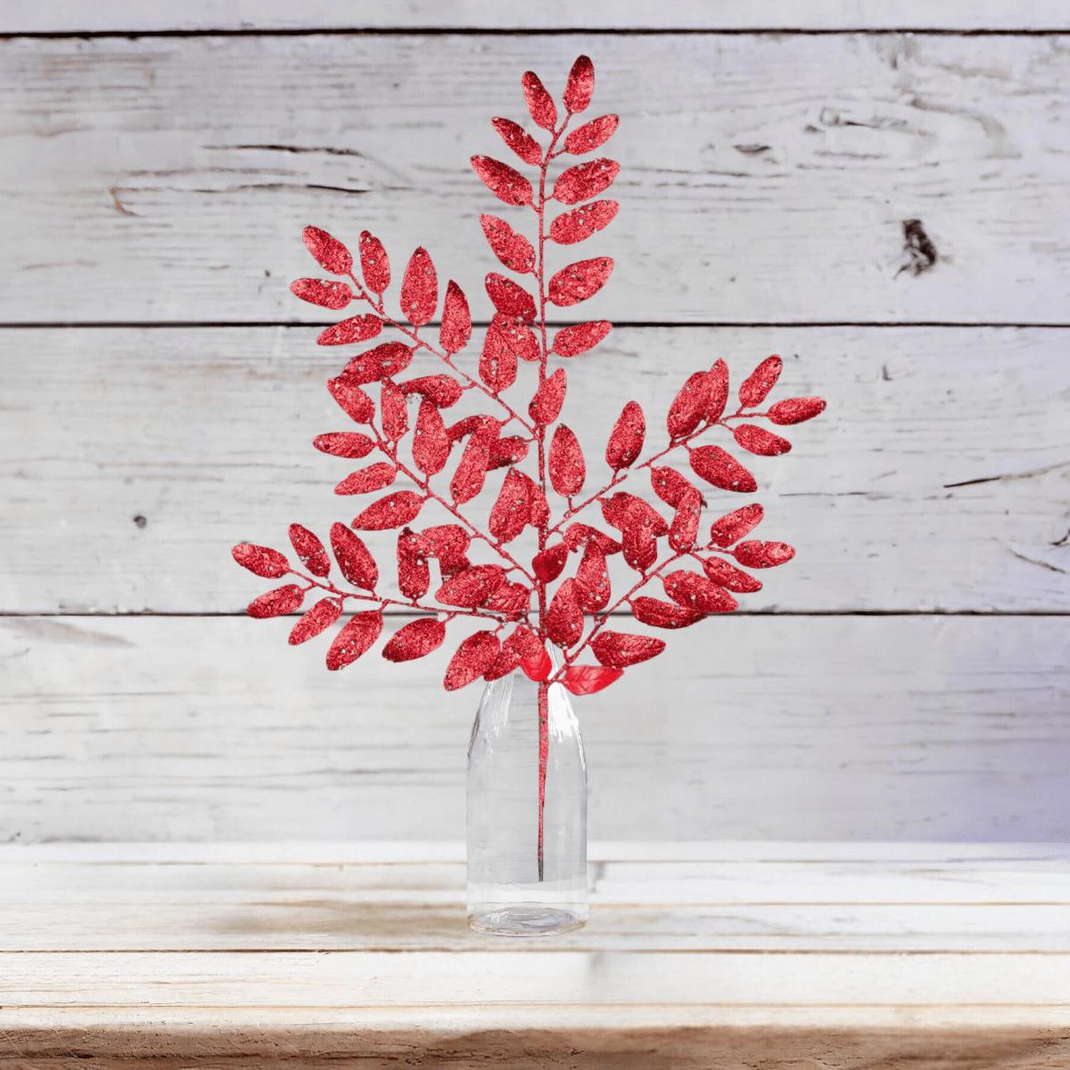 Shop For 21" Glitter Honey Locust Spray: Red