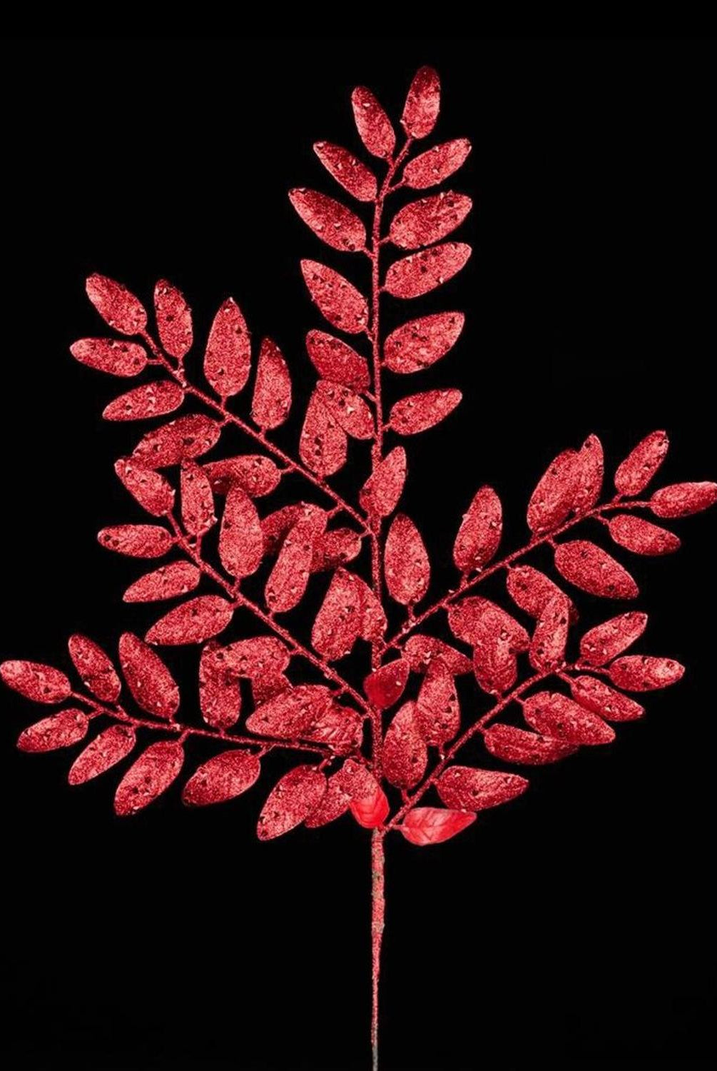 21" Glitter Honey Locust Spray: Red
