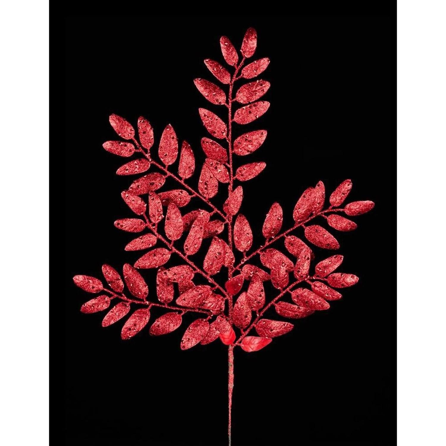 Shop For 21" Glitter Honey Locust Spray: Red