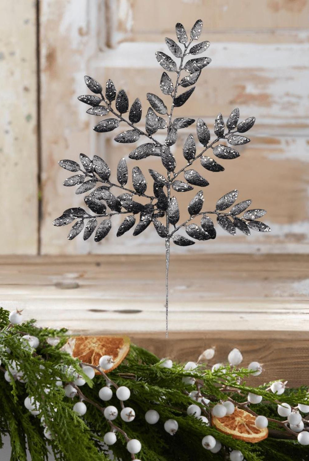 21" Glitter Honey Locust Spray: Smoke Blue