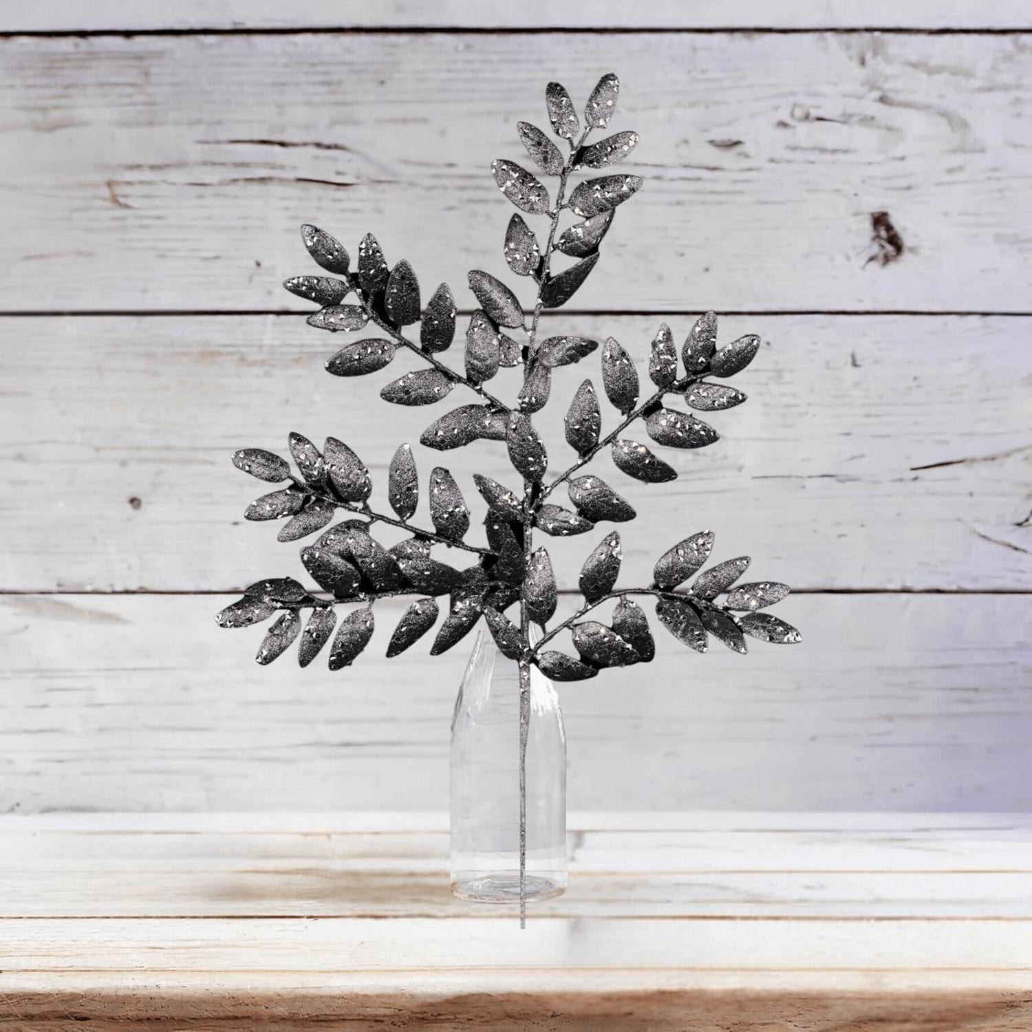 21" Glitter Honey Locust Spray: Smoke Blue