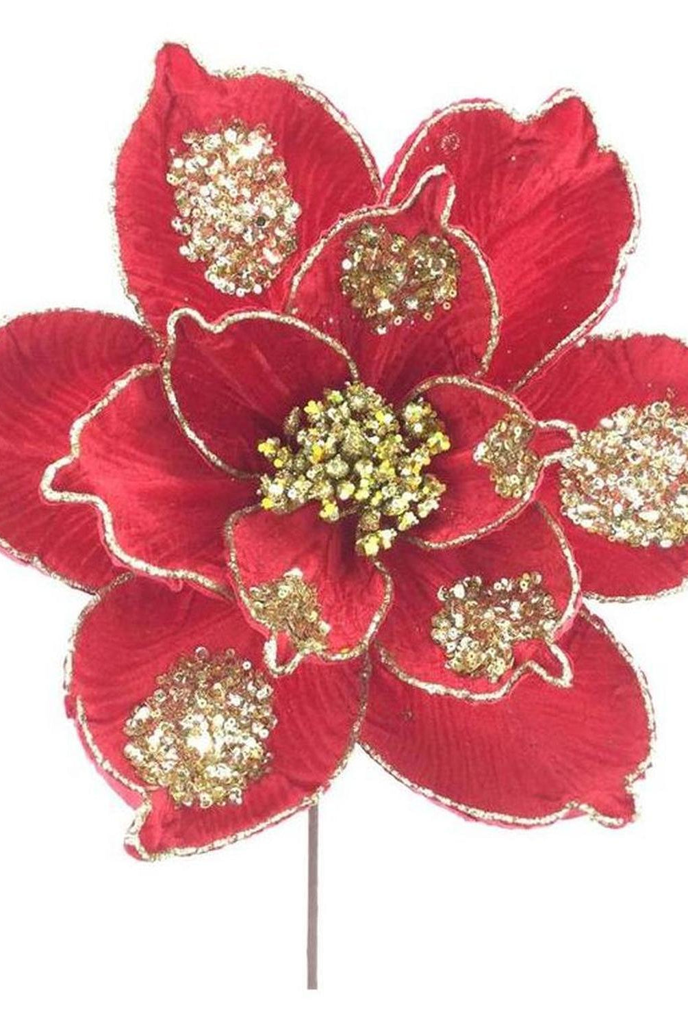 21" Magnolia Bloom Spray: Red