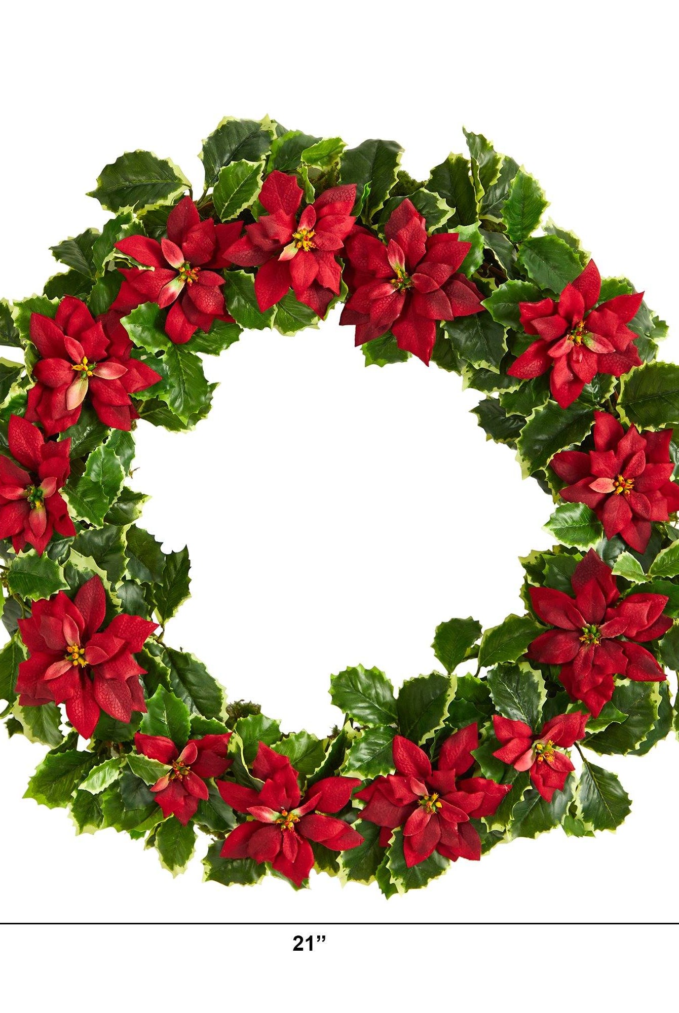 Shop For 21” Poinsettia and Variegated Holly Wreath