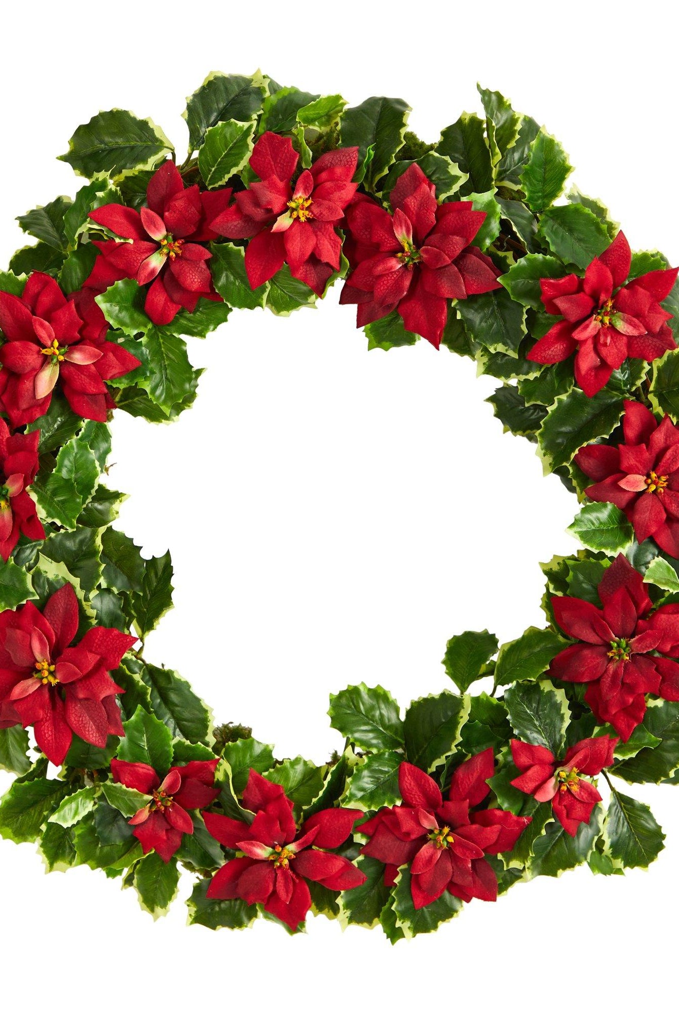 Shop For 21” Poinsettia and Variegated Holly Wreath