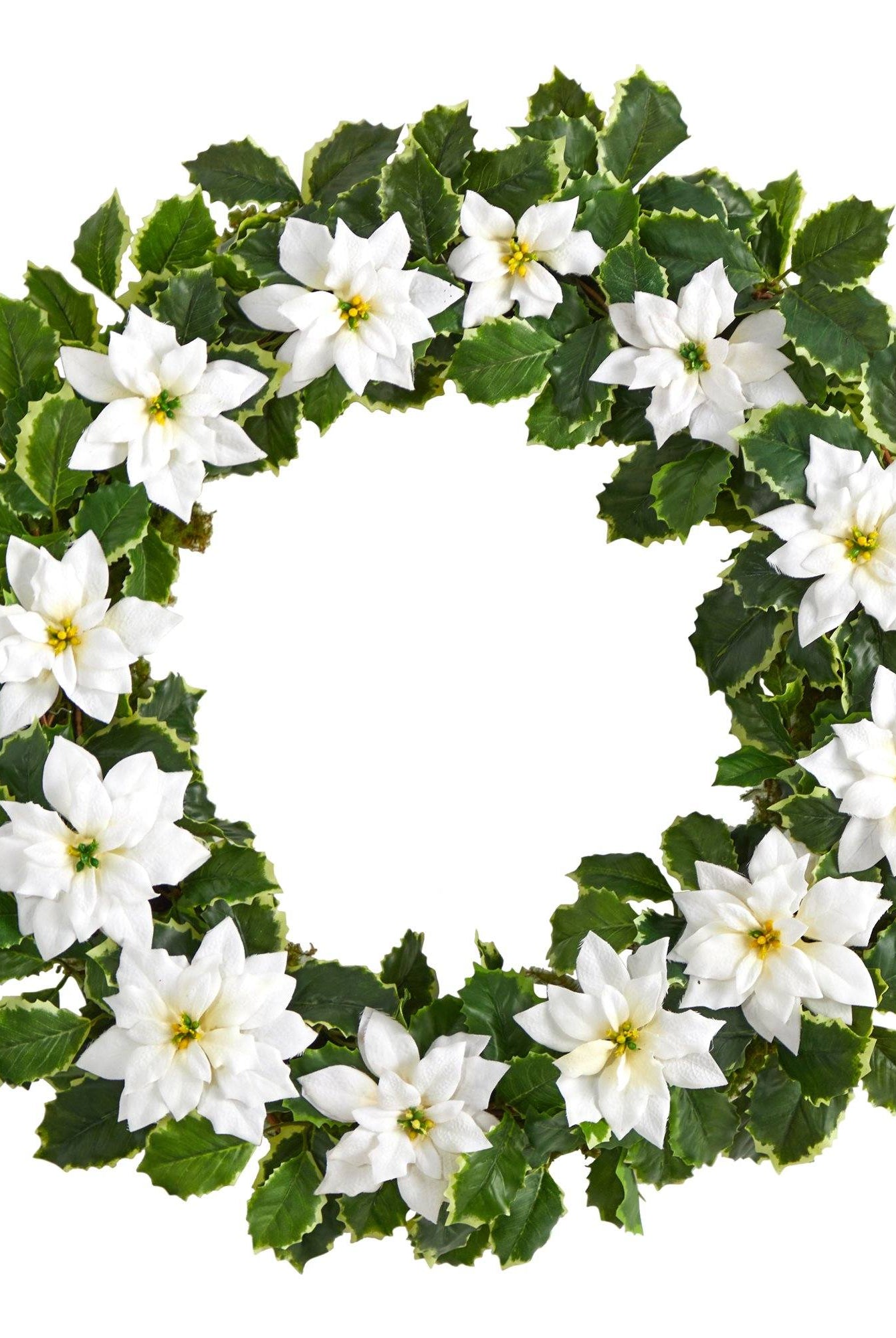 Shop For 21” Poinsettia and Variegated Holly Wreath