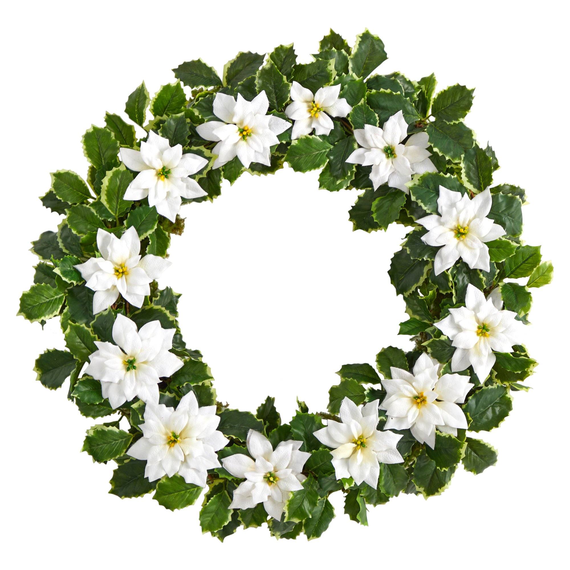 Shop For 21” Poinsettia and Variegated Holly Wreath