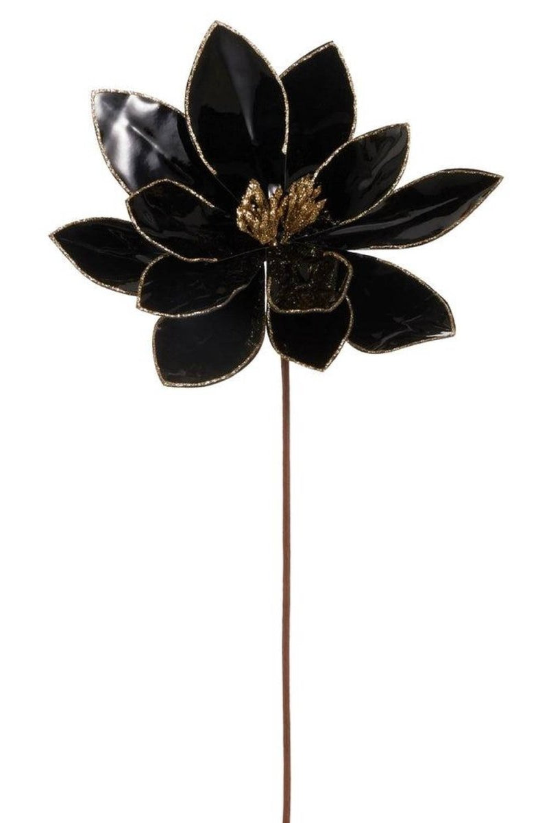 Shop For 21in Black Metallic Poinsettia Stem