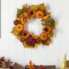 Shop For 22” Autumn Hydrangea, Pumpkin and Sunflower Artificial Fall Wreath