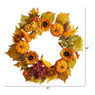 Shop For 22” Autumn Hydrangea, Pumpkin and Sunflower Artificial Fall Wreath