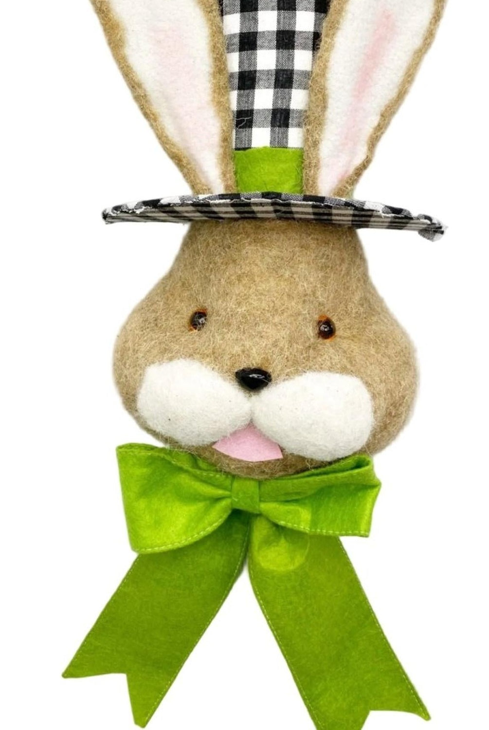 22" Bunny With Check Top Hat Ornament: Green