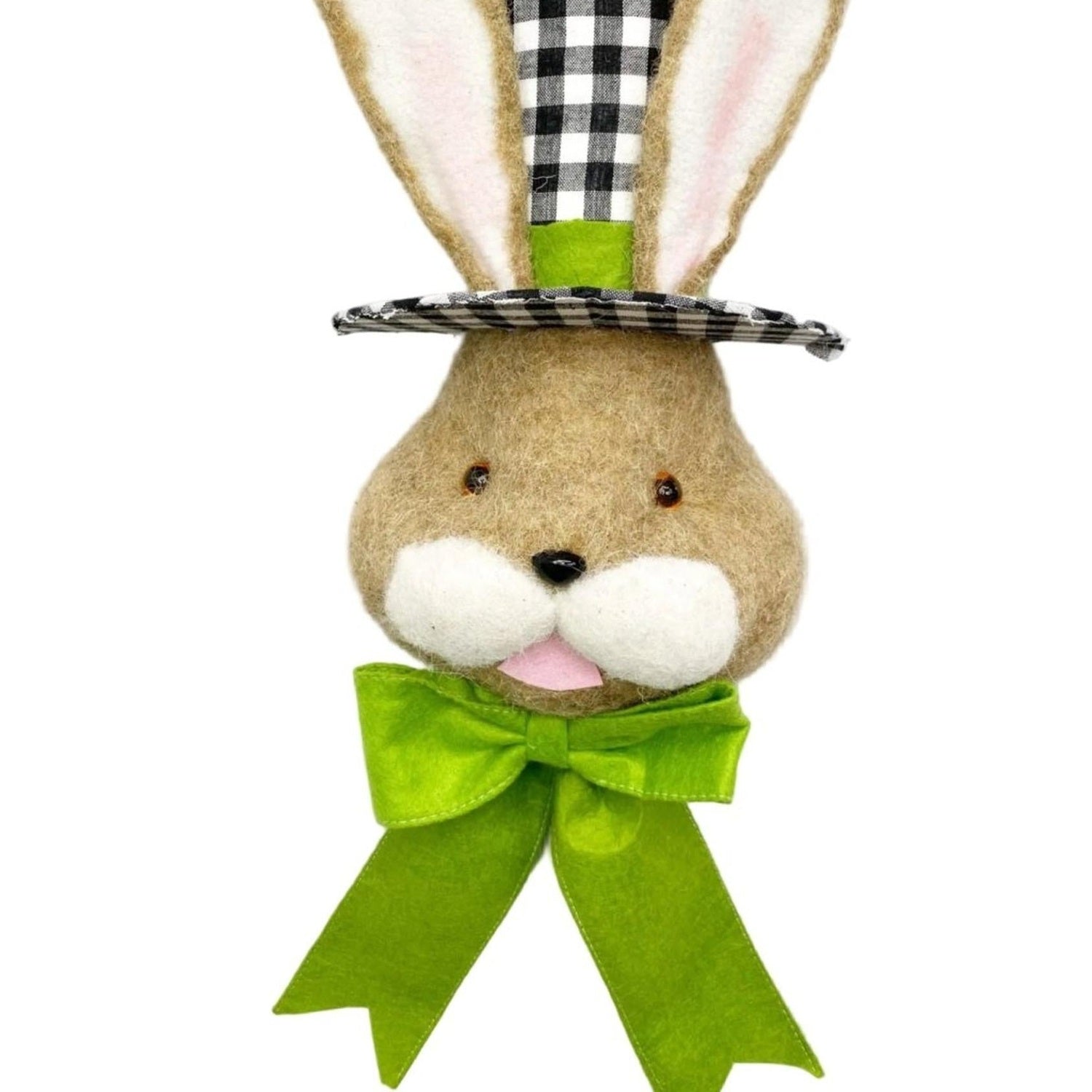22" Bunny With Check Top Hat Ornament: Green