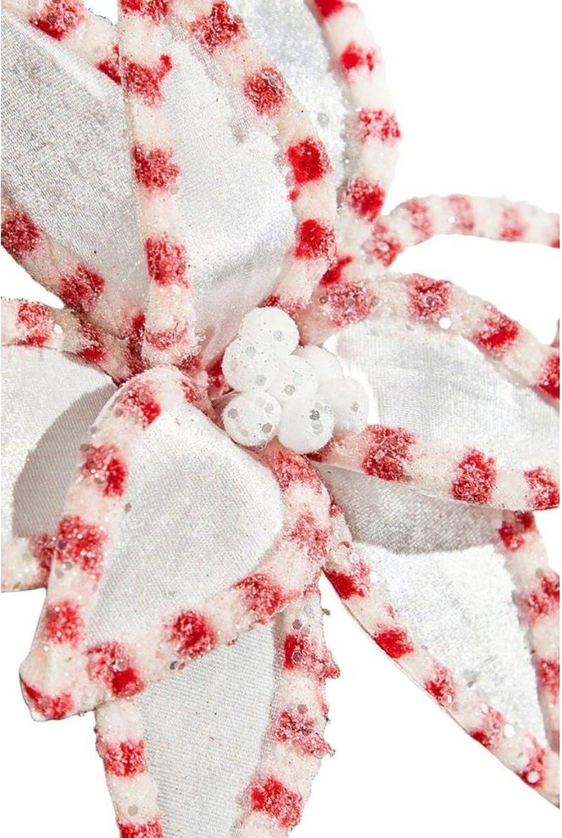 Shop For 22” Candy Snow Glitter Poinsettia Stem: White/Pink at Michelle's aDOORable Creations