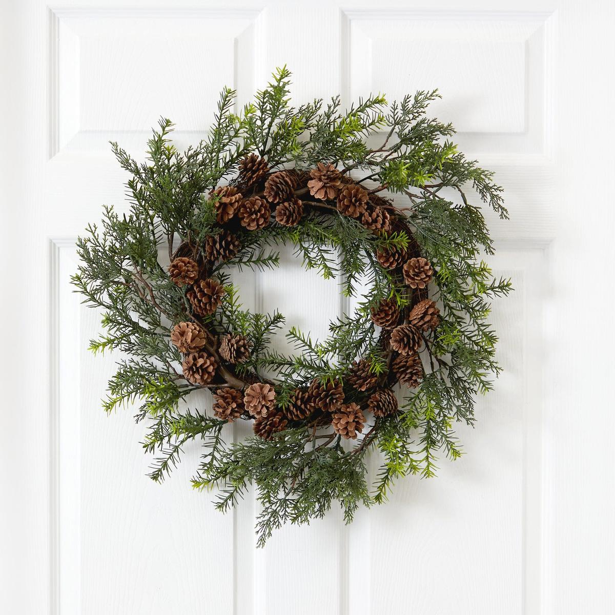 Shop For 22” Cedar, Grass and Pine Cone Artificial Wreath