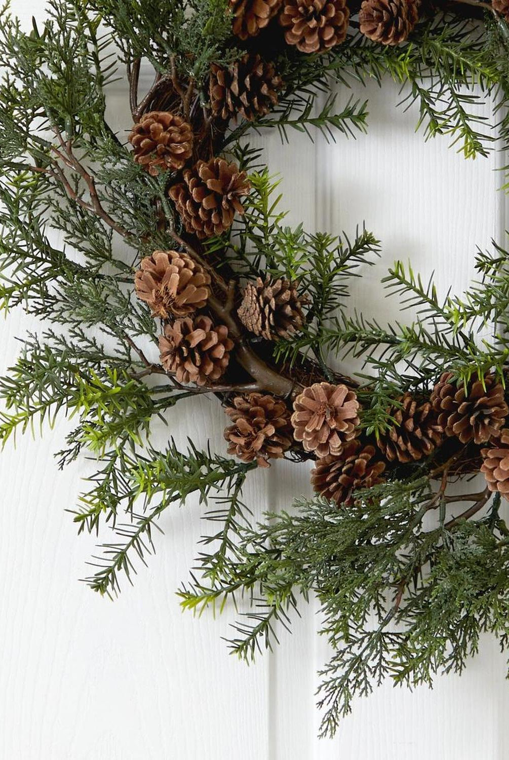 22” Cedar, Grass and Pine Cone Artificial Wreath UV Resistant (Indoor/Outdoor)