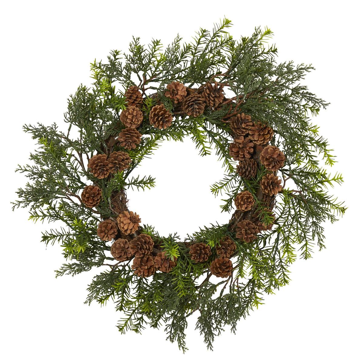 Shop For 22” Cedar, Grass and Pine Cone Artificial Wreath