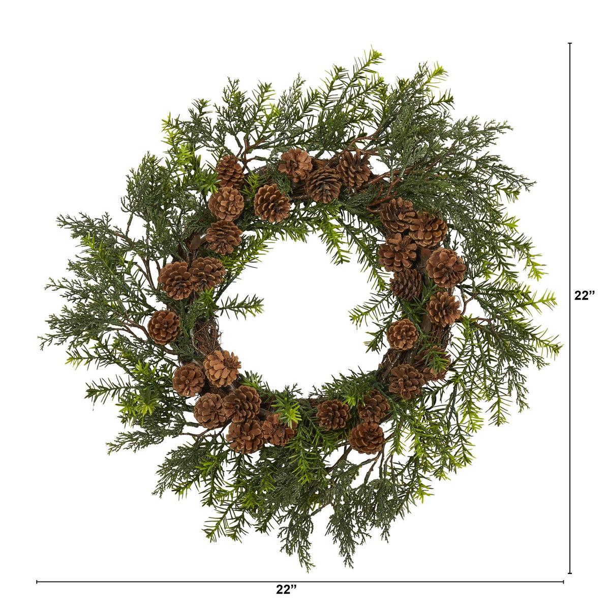 Shop For 22” Cedar, Grass and Pine Cone Artificial Wreath